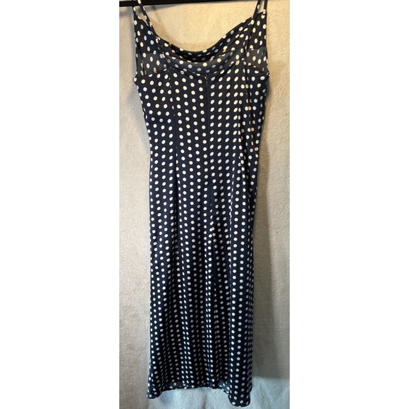 Polka Dot Cowl Neck Midi Dress SMALL Sexy Silk Side Slit By Pookie &Sebastian - Picture 11 of 16